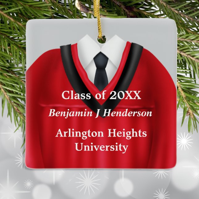 Male Grad Gown Red and Black Ornament (Creator Uploaded)