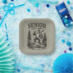 Male Graduation 2026 Grad Senior School Bigfoot Paper Plate