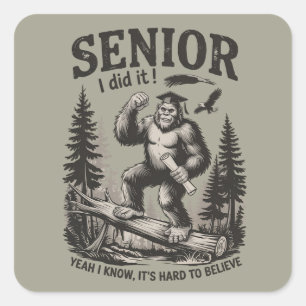 Male Graduation 2026 Grad Senior School Bigfoot Square Sticker