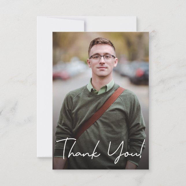 Male Graduation Custom Photo and message Thank You Card (Front)