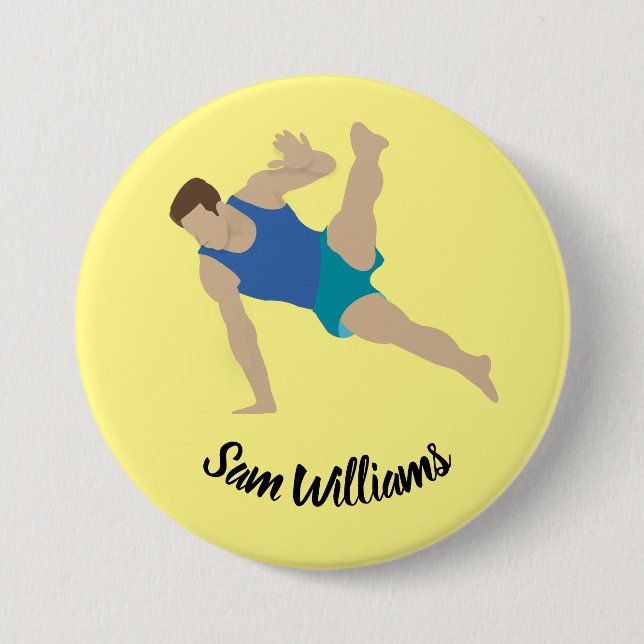 Male Gymnast 7.5 Cm Round Badge (Front)