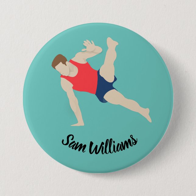 Male Gymnast 7.5 Cm Round Badge (Front)