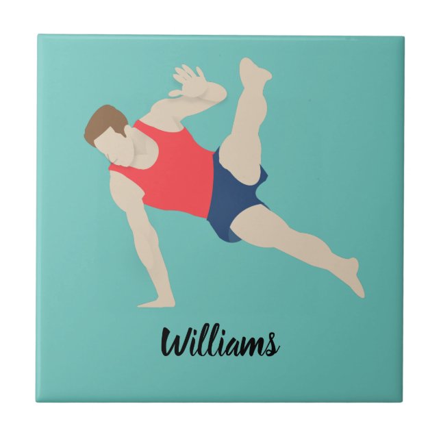 Male Gymnast Ceramic Tile (Front)