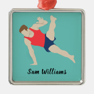 Male Gymnast Metal Ornament