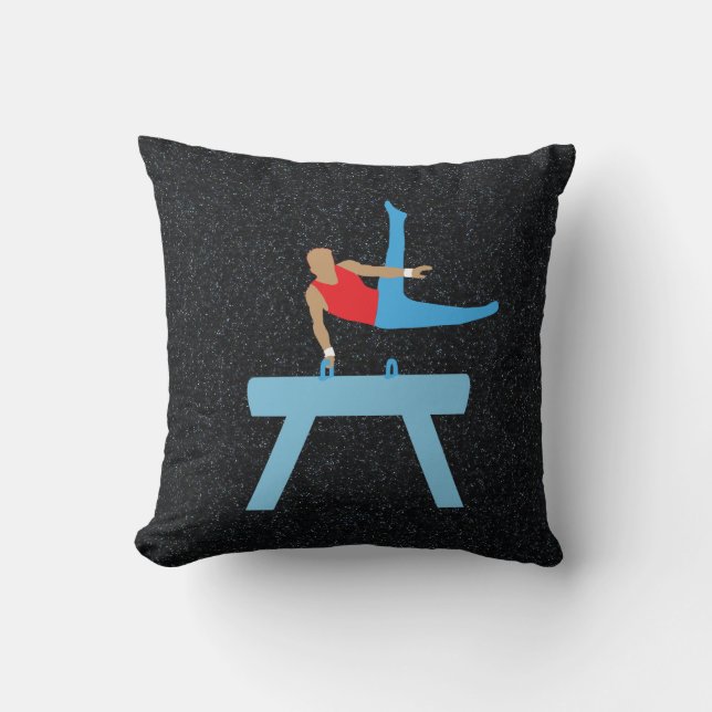 Male Gymnast on Pommel Horse, Cool Gymnastics Cushion (Front)