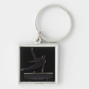Male gymnast on pommel horse key ring