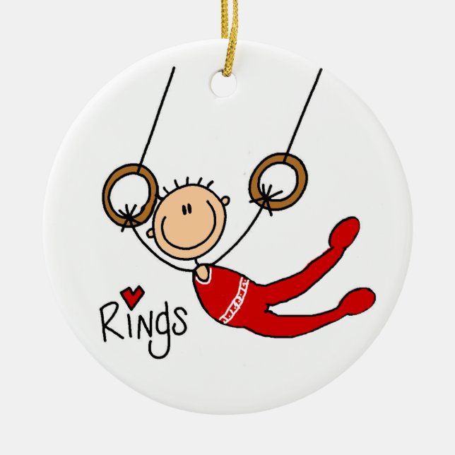 Male Gymnast on Rings  Ceramic Ornament (Front)