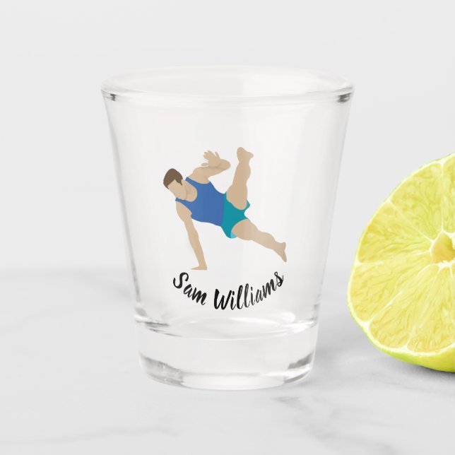 Male Gymnast Shot Glass (Front)