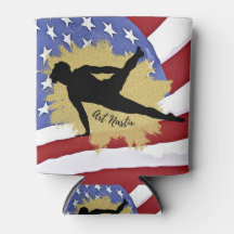 Male Gymnast Silhouette Art - American Flag 
