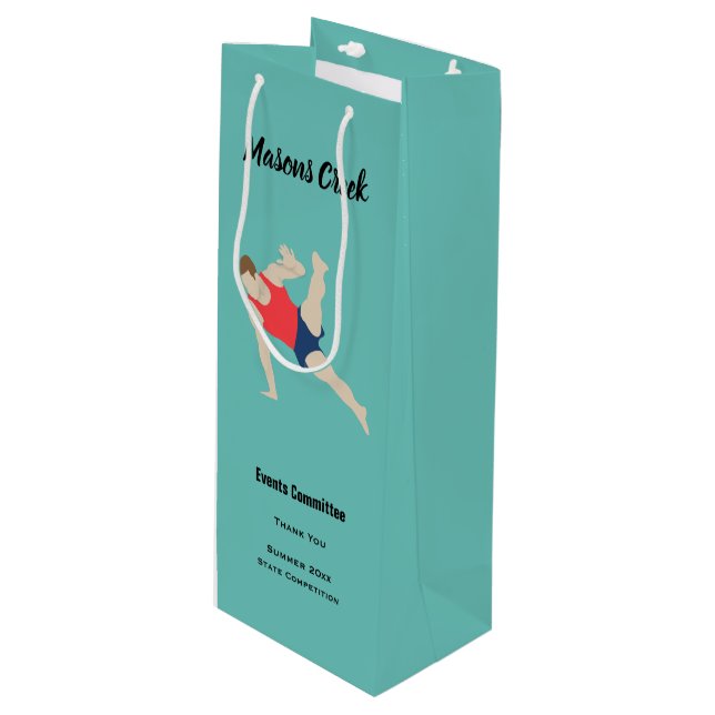 Male Gymnast Wine Gift Bag (Front Angled)