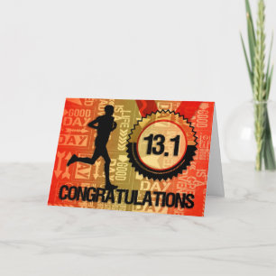 Male Half Marathon Runner Event Congratulations Card