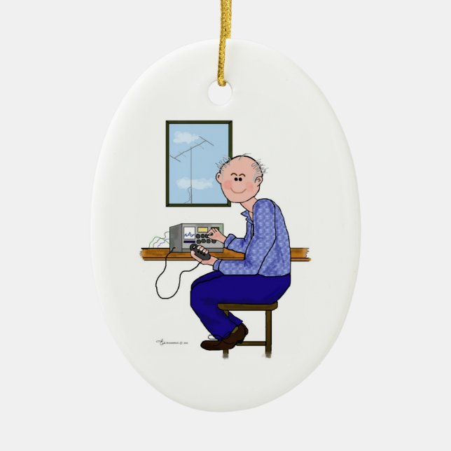 Male Ham -Balding Grey Christmas Ornament (Front)