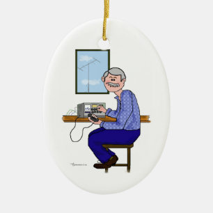 Male Ham -Grey Hair Moustache Xmas Ornament