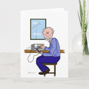 Male Ham Radio Operator - Balding, Beard, Moustach Card