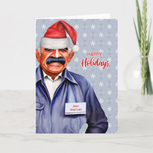 Male Hispanic Postal Service Worker Christmas Holiday Card