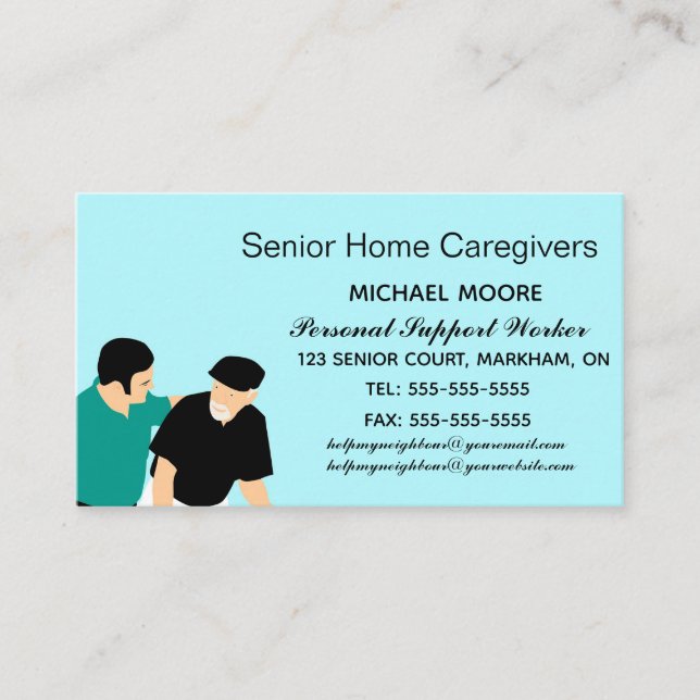 Male Home Care and Nursing Services Business Card (Front)