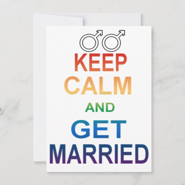 Male - Keep calm and Get Married Invitations (Front)