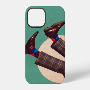 Male legs stacking in round on pastel geometrical iPhone 12 case