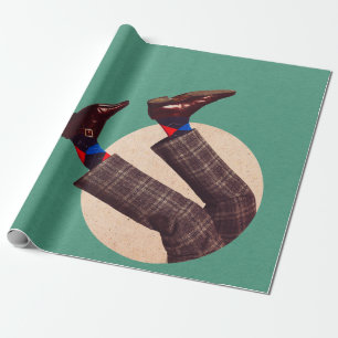 Male legs stacking in round on pastel geometrical wrapping paper