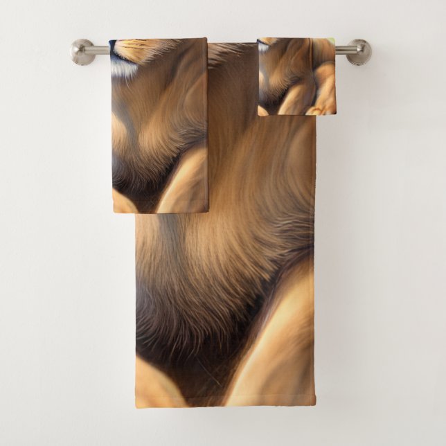 Male Lion Cub on a Beach  Bath Towel Set (Insitu)