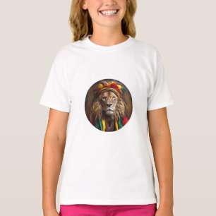 Male Lion Dressed In Rastafarian Outfit T-Shirt