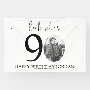 Male Look Who's 90 Photo 80th Birthday Banner