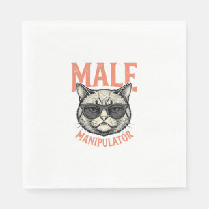 Male Manipulator Funny Cat Sunglasses Vintage Shir Napkin