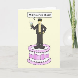 Male Midlife Crisis Birthday, Cartoon Humour. Card