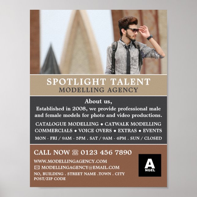 Male Model, Modeling Agency, Model Agent Poster (Front)