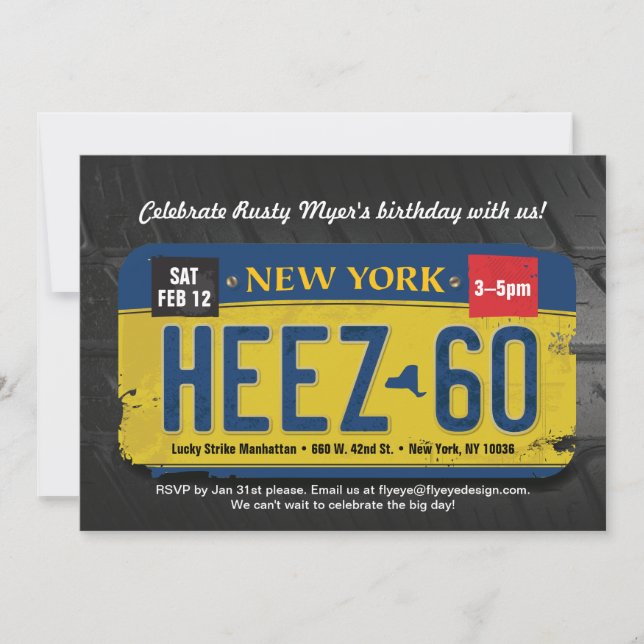 Male New York's 60th Birthday Invitation (Front)