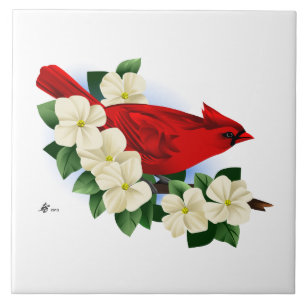 Male Northern Cardinal Ceramic Tile