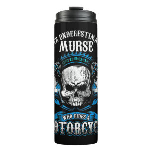 Male Nurse Biker Shirt Never Underestimate Murse M Thermal Tumbler