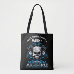 Male Nurse Biker Shirt Never Underestimate Murse M Tote Bag