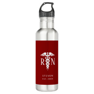 Male Nurse Graduate Caduceus Burgundy Personalized 710 Ml Water Bottle