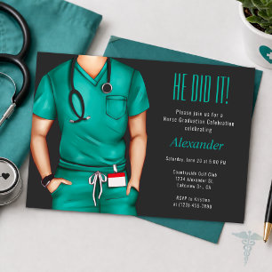 Male Nurse Graduation Party Invite