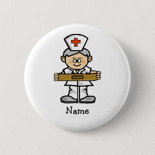 Male Nurse with Grey Hair Button  Customise It!