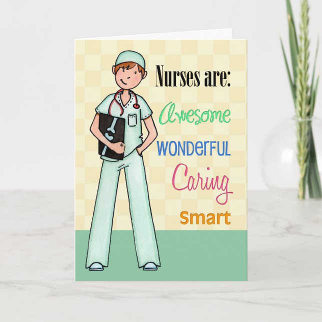 Male Nurses Are Awesome - Nurses Day Card (Front)