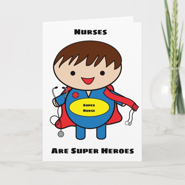 Male Nurses Super Hero Kawaii Personalize Card (Front)