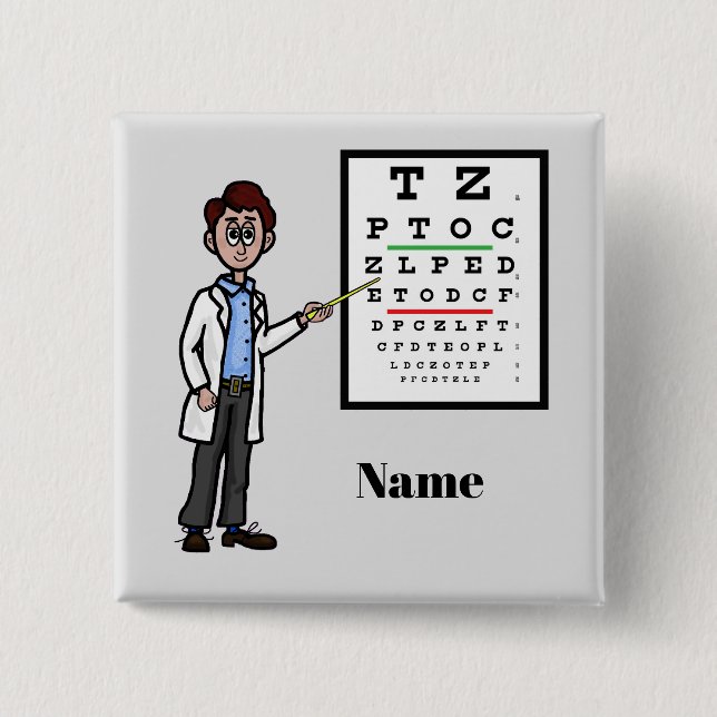 Male Optometrist Name Button (Front)