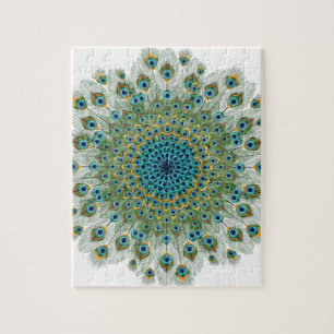 Male Peacock Colourful Mandala Jigsaw Puzzle