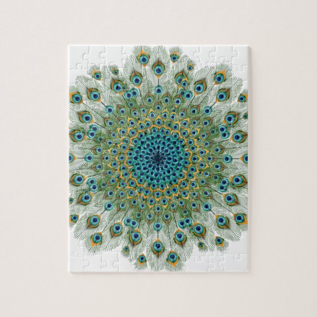 Male Peacock Colourful Mandala Jigsaw Puzzle (Vertical)