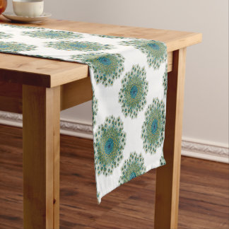 Male Peacock Colourful Mandala Short Table Runner
