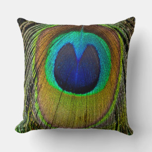 Male peacock tail feathers cushion
