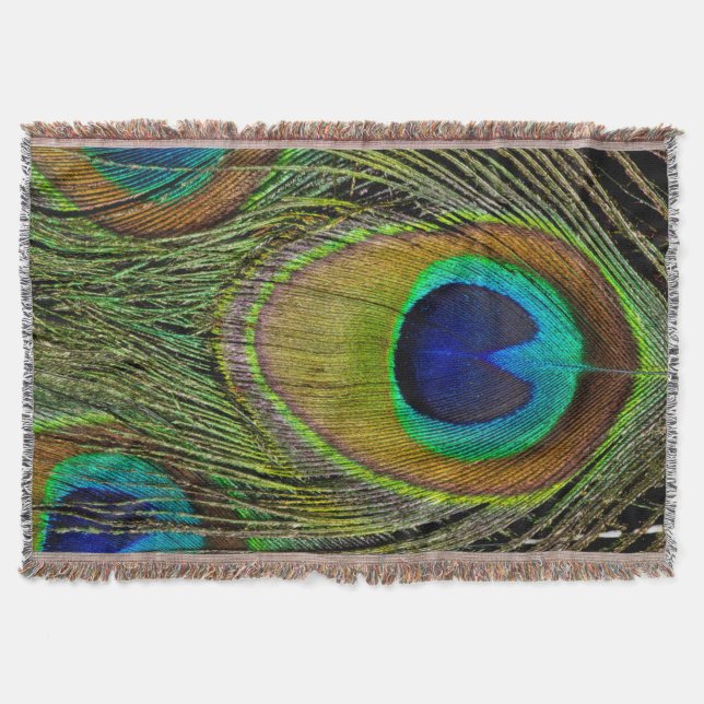Male peacock tail feathers throw blanket (Front)