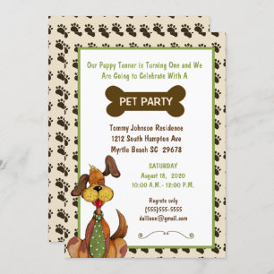 Male Pet Birthday Party Invitation