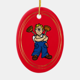 Male Plumber Personalised Christmas Ornament