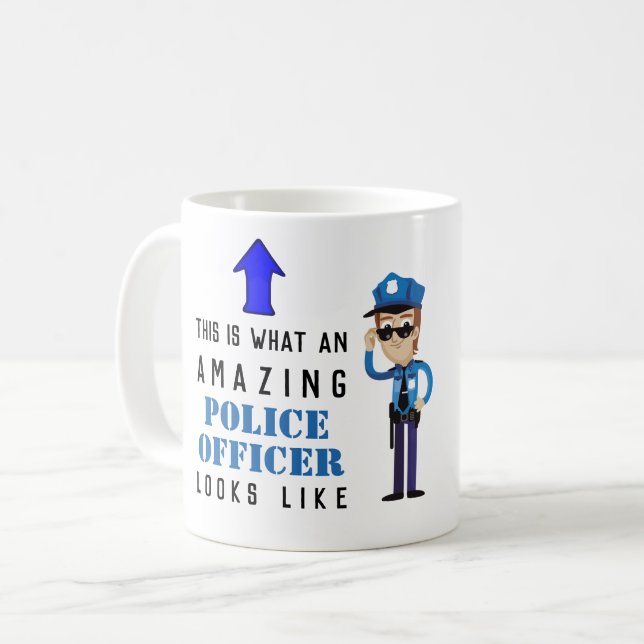 MALE POLICE Officer Cartoon CARICATURE Custom Coffee Mug (Front Left)
