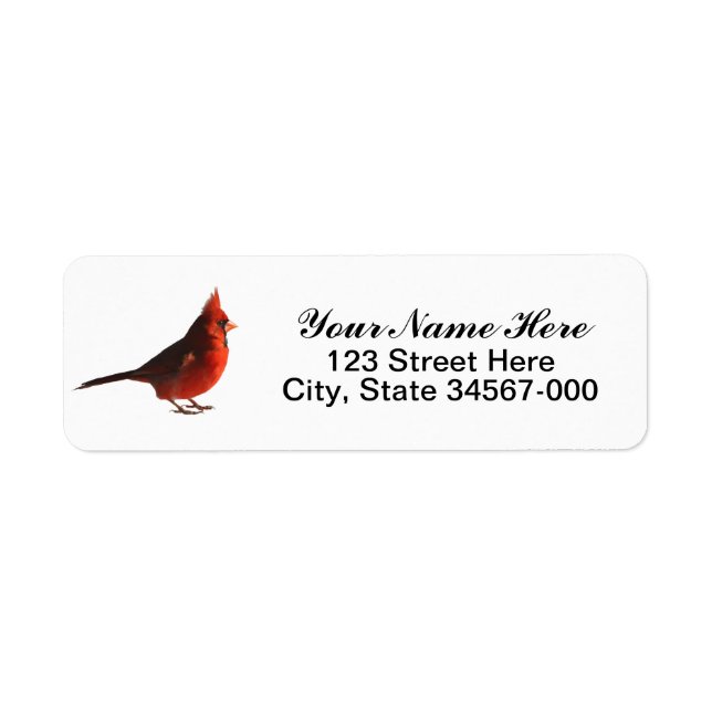 Male Red Cardinal Return Address Label (Front)