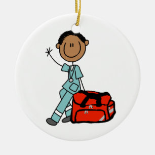 Male Respiratory Therapist or EMT Ceramic Tree Decoration