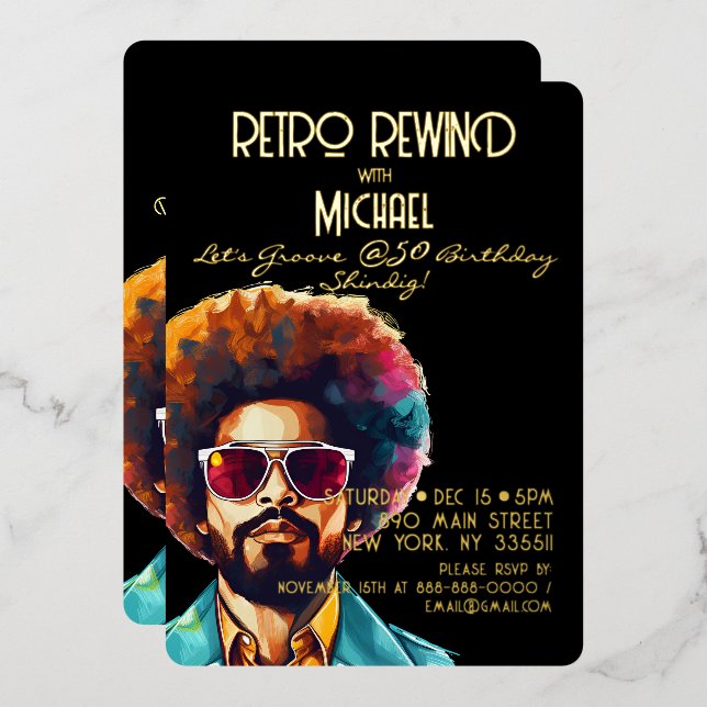 Male Retro Rewind 50th Birthday Shindig Party (Front/Back)